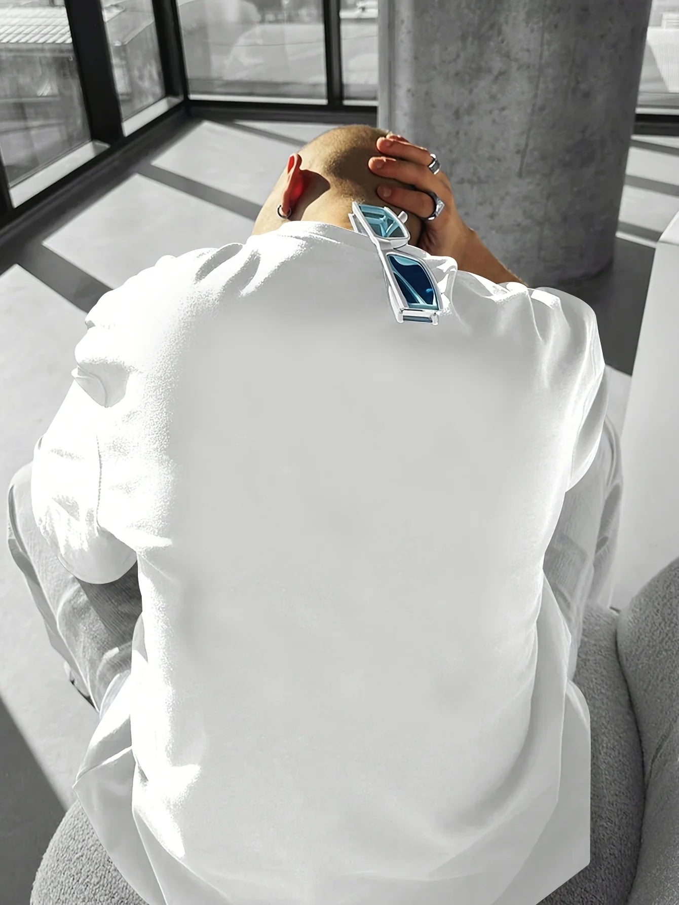 men's 100% pure cotton casual sports loose and fashionable cartoon bear pattern short sleeved T-shirt