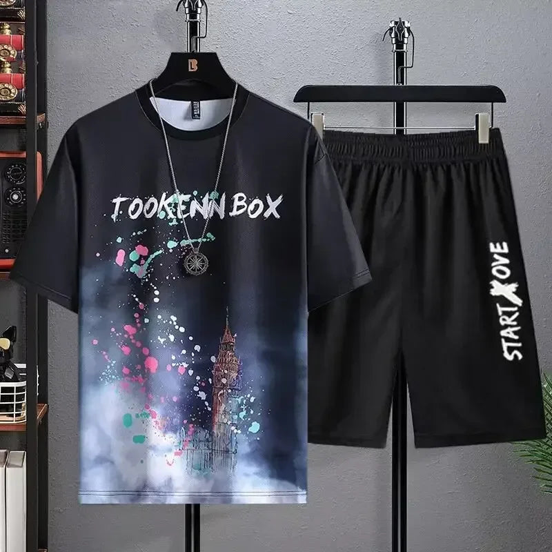 Men's Summer Sets Fashion tracksuits Casual Short Sleeve Sports