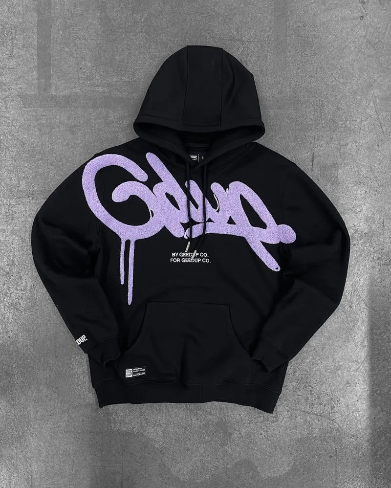 Colorful Retro Punk Letter Embroidery Casual Loose Hoodie Men High Street Trend Y2K Oversized Sweatshirt Women
