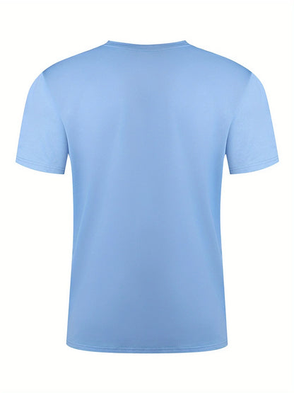 Men's Summer 100 Cotton Fashionable Casual Loose Large Geometric Bear Pattern Printed Sports Round Neck Short Sleeve T-shirt Top
