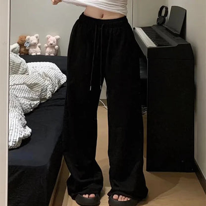 Harajuku Wide Leg Sweatpants for Women Elastic Waist Casual Sport Pants Woman Streetwear Gray Oversize Sportswear Female