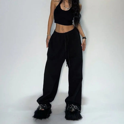 Street Hip-hop Goth Harajuku Fashion Versatile Straight Wide-leg Pants Retro Y2K Casual Loose Trousers