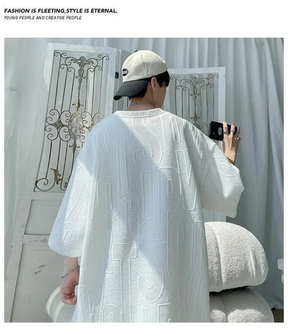 3D new Waffle TZ30 Summer Suit  Casual T-shirt + Shorts Suit Tracksuit Solid color tracksuit loose suit