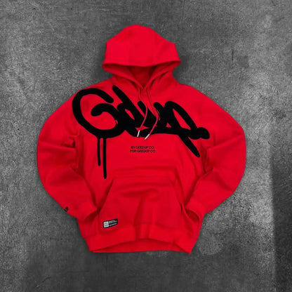 Colorful Retro Punk Letter Embroidery Casual Loose Hoodie Men High Street Trend Y2K Oversized Sweatshirt Women
