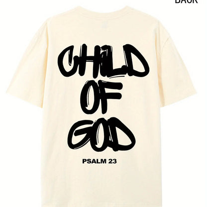 Religious Comfort Psalm 23 Graphic Print Tee Shirt for Men Casual Short Sleeve T-Shirt for Outdoor Activities