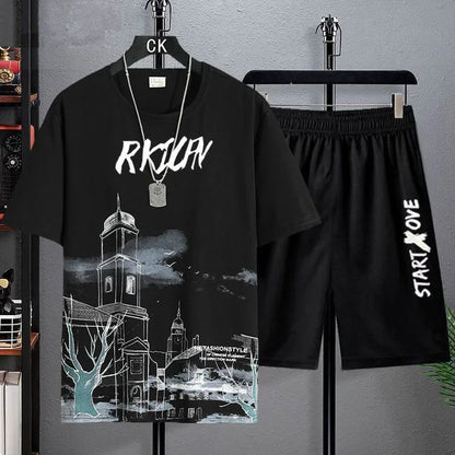 Men's Summer Sets Fashion tracksuits Casual Short Sleeve Sports