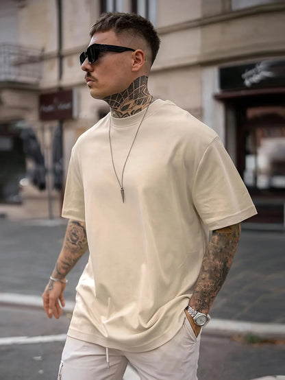 Men's 100% pure cotton summer loose size Planet Graphic Design print casual comfortable round neck short sleeved T-shirt top