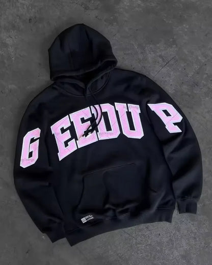 Colorful Retro Punk Letter Embroidery Casual Loose Hoodie Men High Street Trend Y2K Oversized Sweatshirt Women
