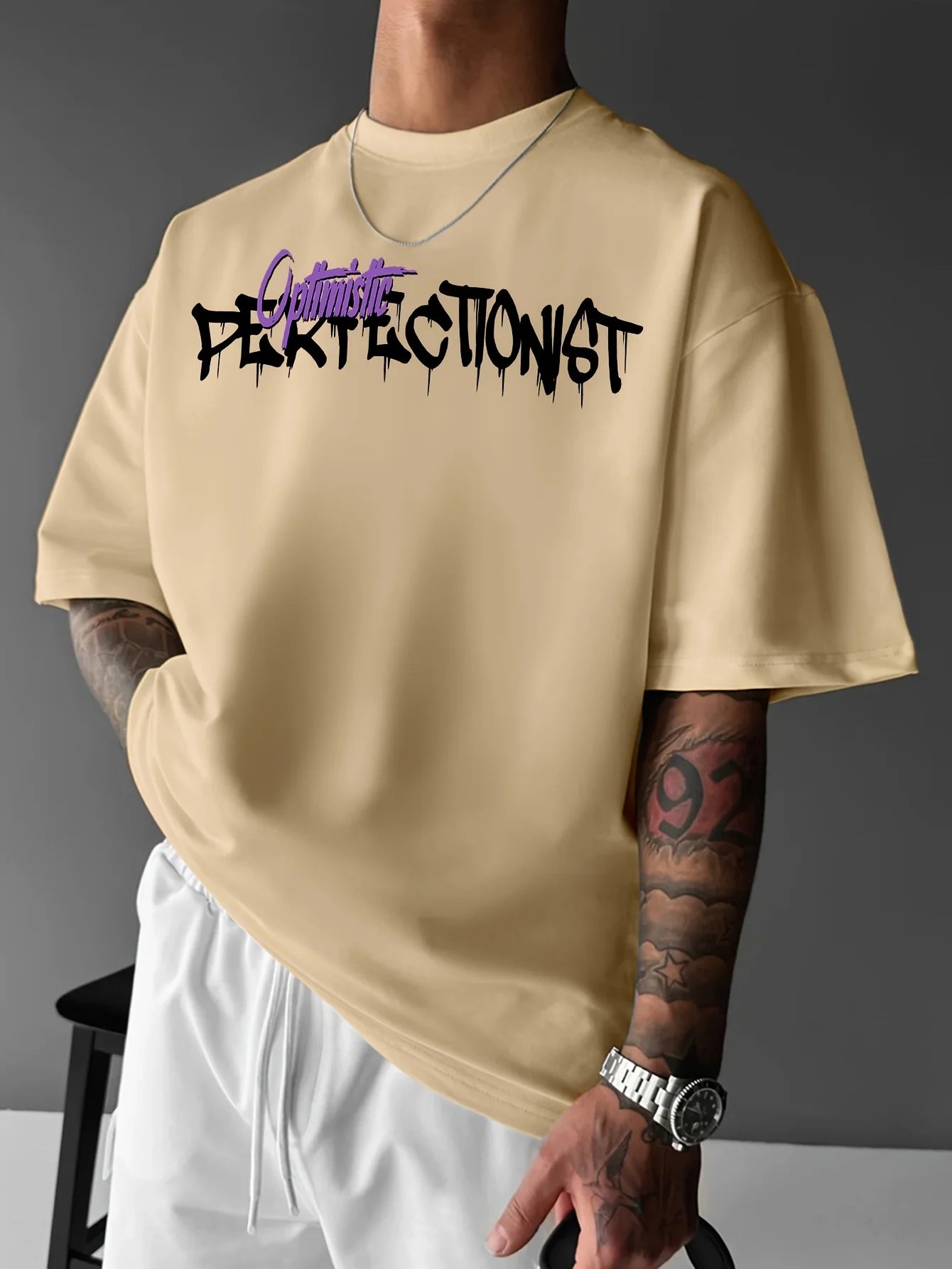 Men's summer 100 cotton fashionable casual sports loose American street letter printed round neck short sleeved T-shirt top