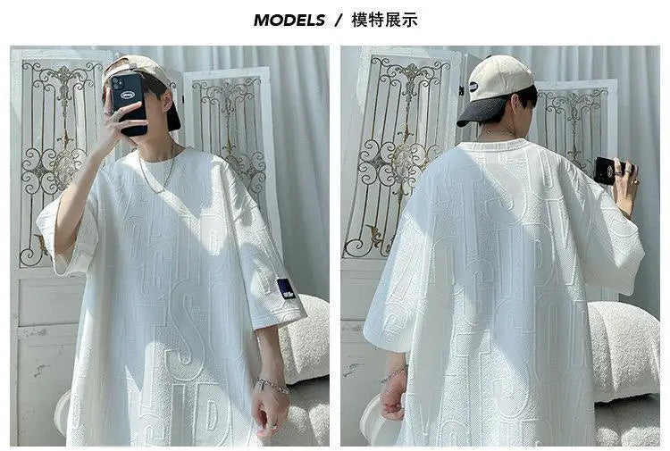 3D new Waffle TZ30 Summer Suit  Casual T-shirt + Shorts Suit Tracksuit Solid color tracksuit loose suit