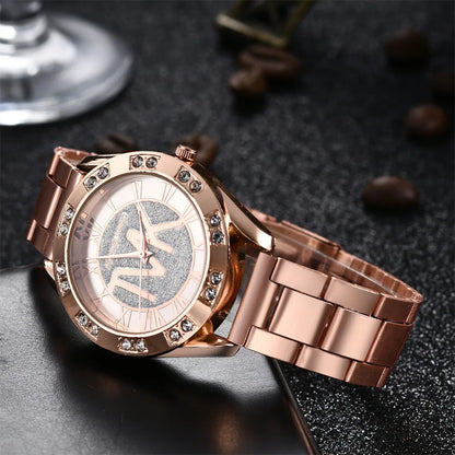 UTHAI Women's Diamond Set Quartz Watch For TVK Logo Fashion Stainless Steel Bracelet Gold Men Trendy Clock Watches