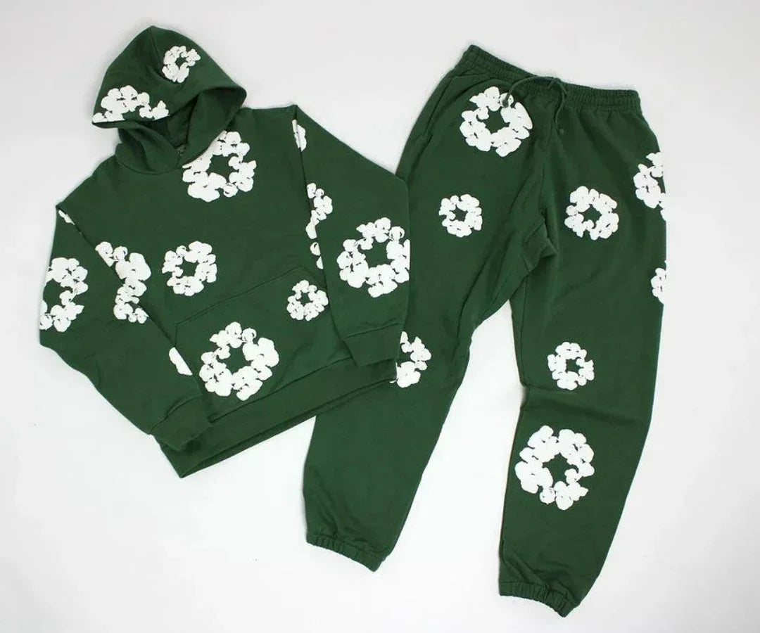 DENIM TEARS brand hot selling new fashionable cotton foam printed hoodie, European and American trendy men's sports suit