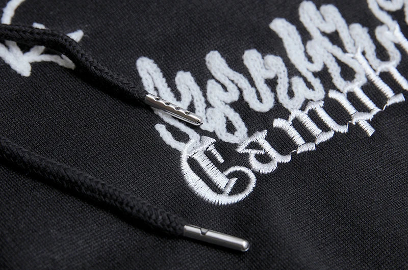 European and American Autumn/Winter Hoodie Embroidered Cross Flame Coat Plush Couple Loose Top Sweater