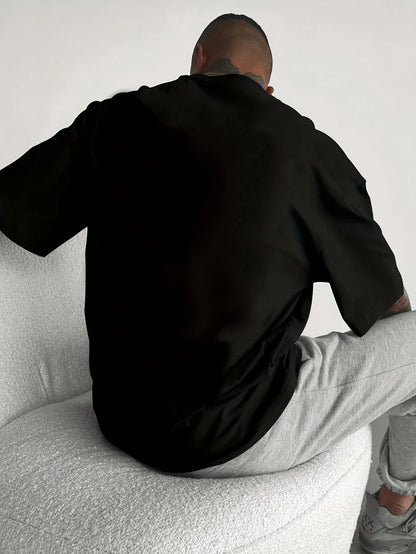 men's 100% pure cotton casual sports loose and fashionable cartoon bear pattern short sleeved T-shirt