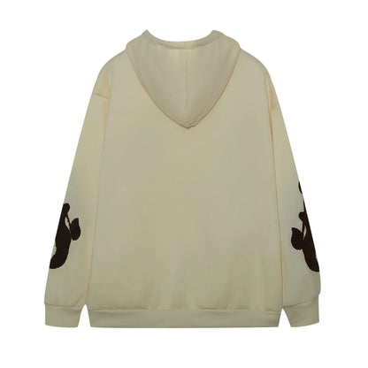 European and American Autumn/Winter Hoodie Embroidered Cross Flame Coat Plush Couple Loose Top Sweater