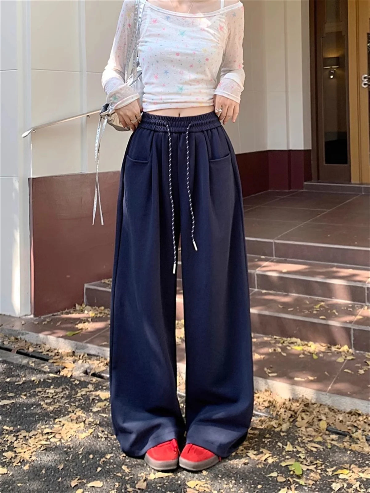 Straight Wide Leg Loose Pant Women Fahsion 2025 Spring Summer New Baggy Sweatpants High Waist Csual Street Pants Chic Trousers