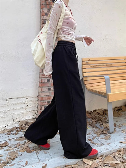 Straight Wide Leg Loose Pant Women Fahsion 2025 Spring Summer New Baggy Sweatpants High Waist Csual Street Pants Chic Trousers