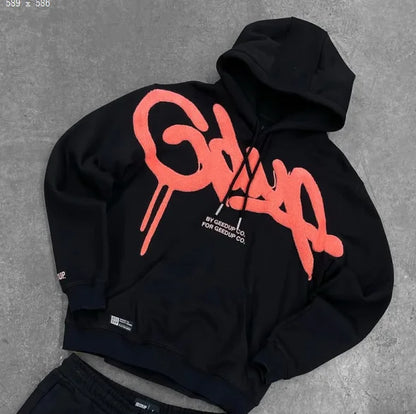 Colorful Retro Punk Letter Embroidery Casual Loose Hoodie Men High Street Trend Y2K Oversized Sweatshirt Women