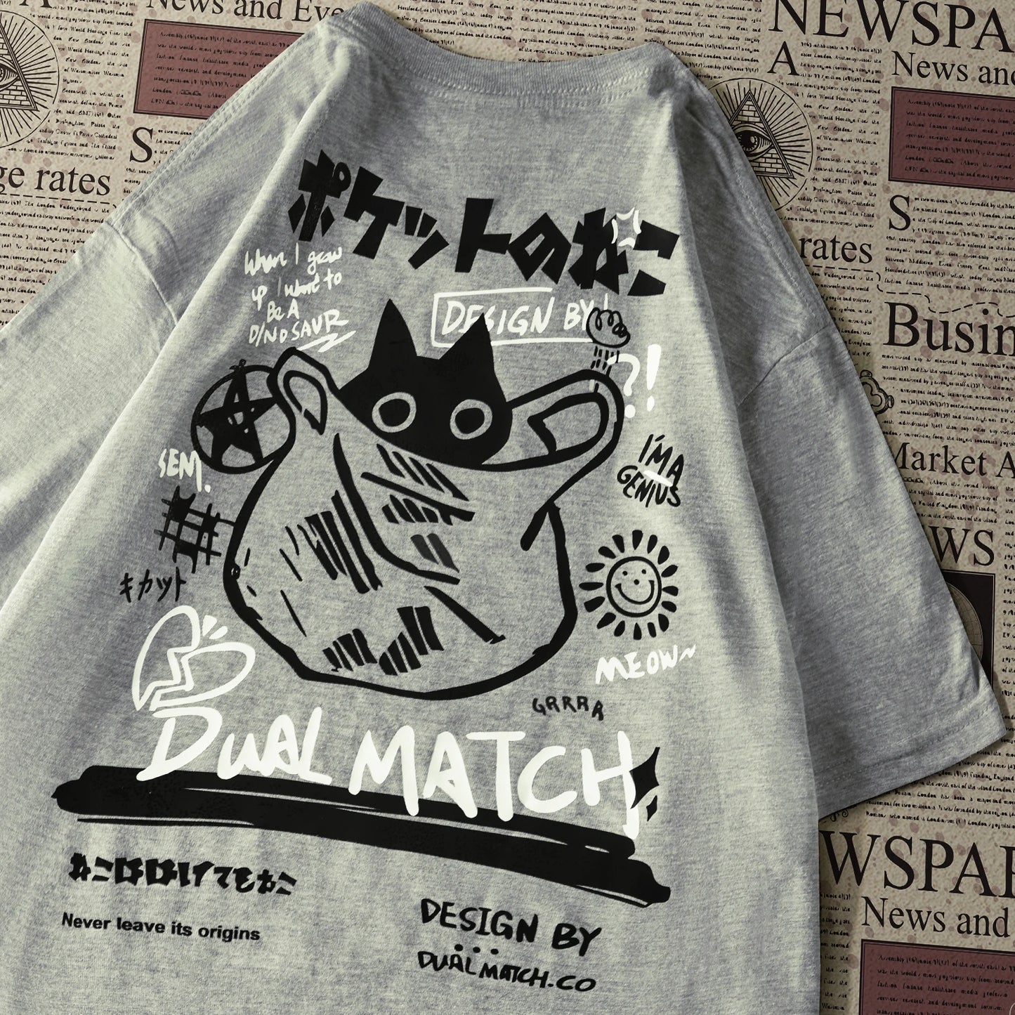 Men Women Cartoon T-Shirts Summer Harajuku Kawaii Cat Printed Short Sleeve Tees Couple Streetwear Loose Clothes Y2K Tops