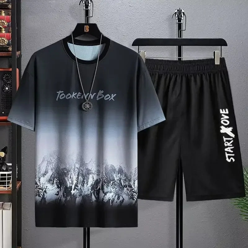 Men's Summer Sets Fashion tracksuits Casual Short Sleeve Sports