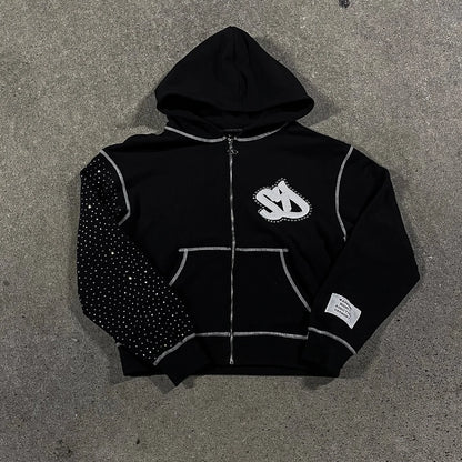 Harajuku New fashion Y2K star patch embroidery oversized hoodie women's Gothic hip-hop loose casual sports hoodie street wear