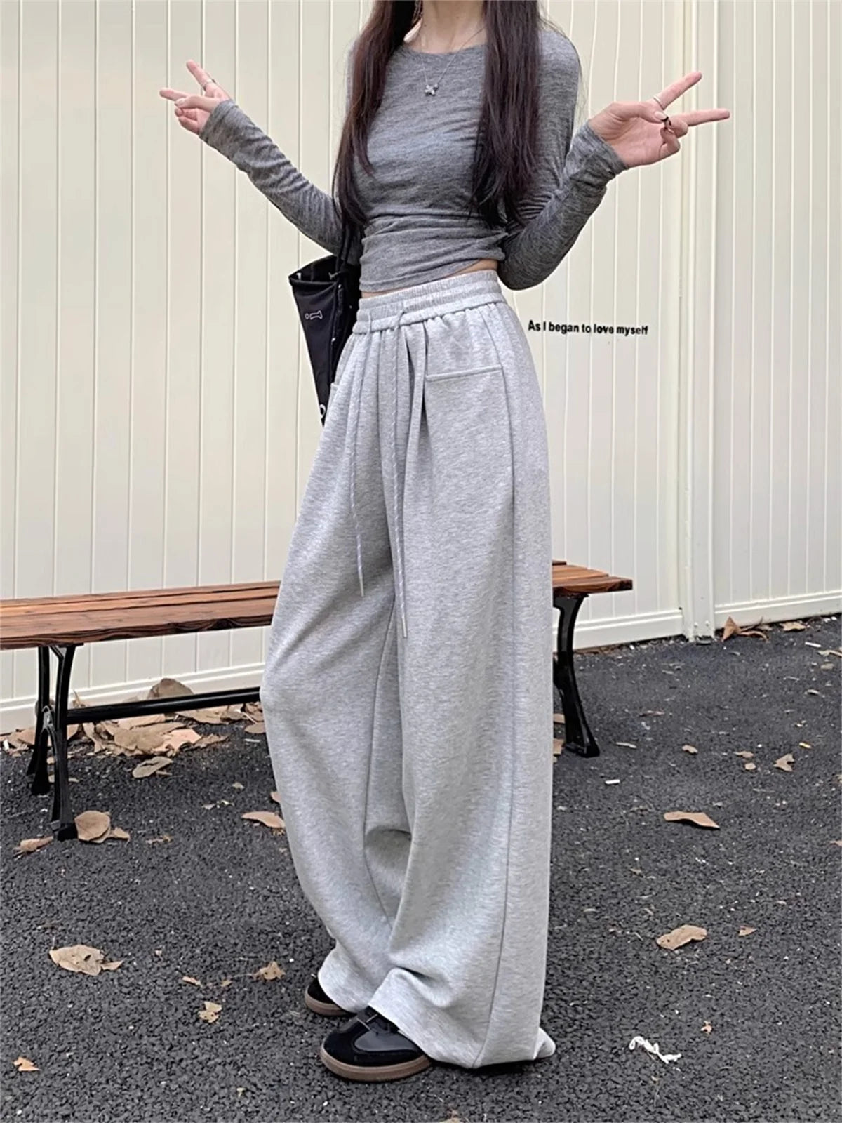 Straight Wide Leg Loose Pant Women Fahsion 2025 Spring Summer New Baggy Sweatpants High Waist Csual Street Pants Chic Trousers
