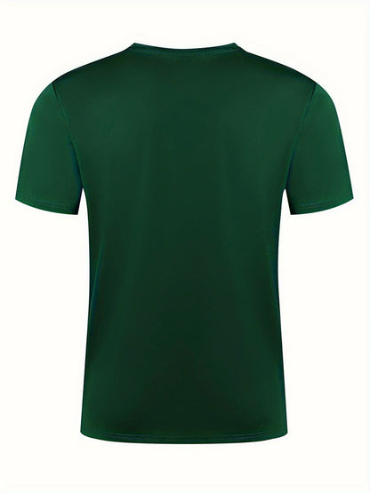 Men's Summer 100 Cotton Fashionable Casual Loose Large Geometric Bear Pattern Printed Sports Round Neck Short Sleeve T-shirt Top