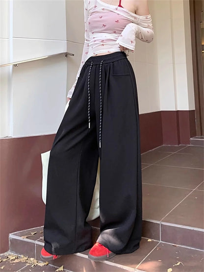 Straight Wide Leg Loose Pant Women Fahsion 2025 Spring Summer New Baggy Sweatpants High Waist Csual Street Pants Chic Trousers