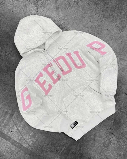 Colorful Retro Punk Letter Embroidery Casual Loose Hoodie Men High Street Trend Y2K Oversized Sweatshirt Women