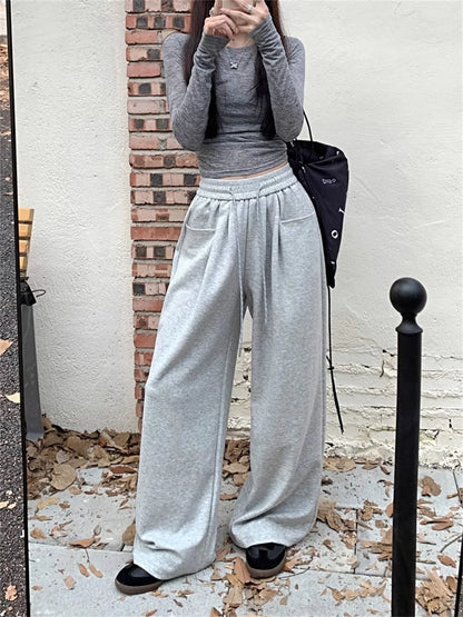Straight Wide Leg Loose Pant Women Fahsion 2025 Spring Summer New Baggy Sweatpants High Waist Csual Street Pants Chic Trousers