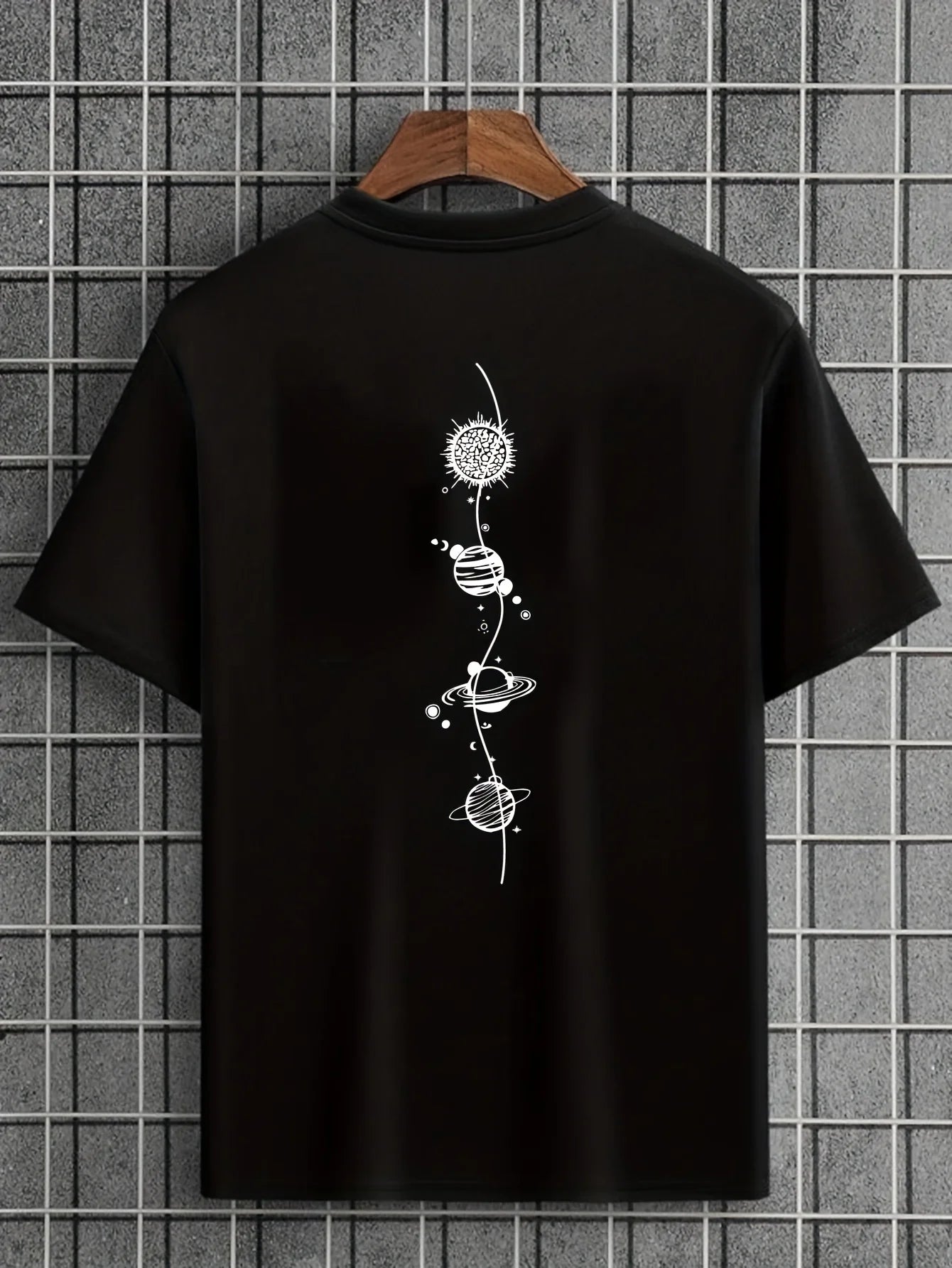 Men's 100% pure cotton summer loose size Planet Graphic Design print casual comfortable round neck short sleeved T-shirt top