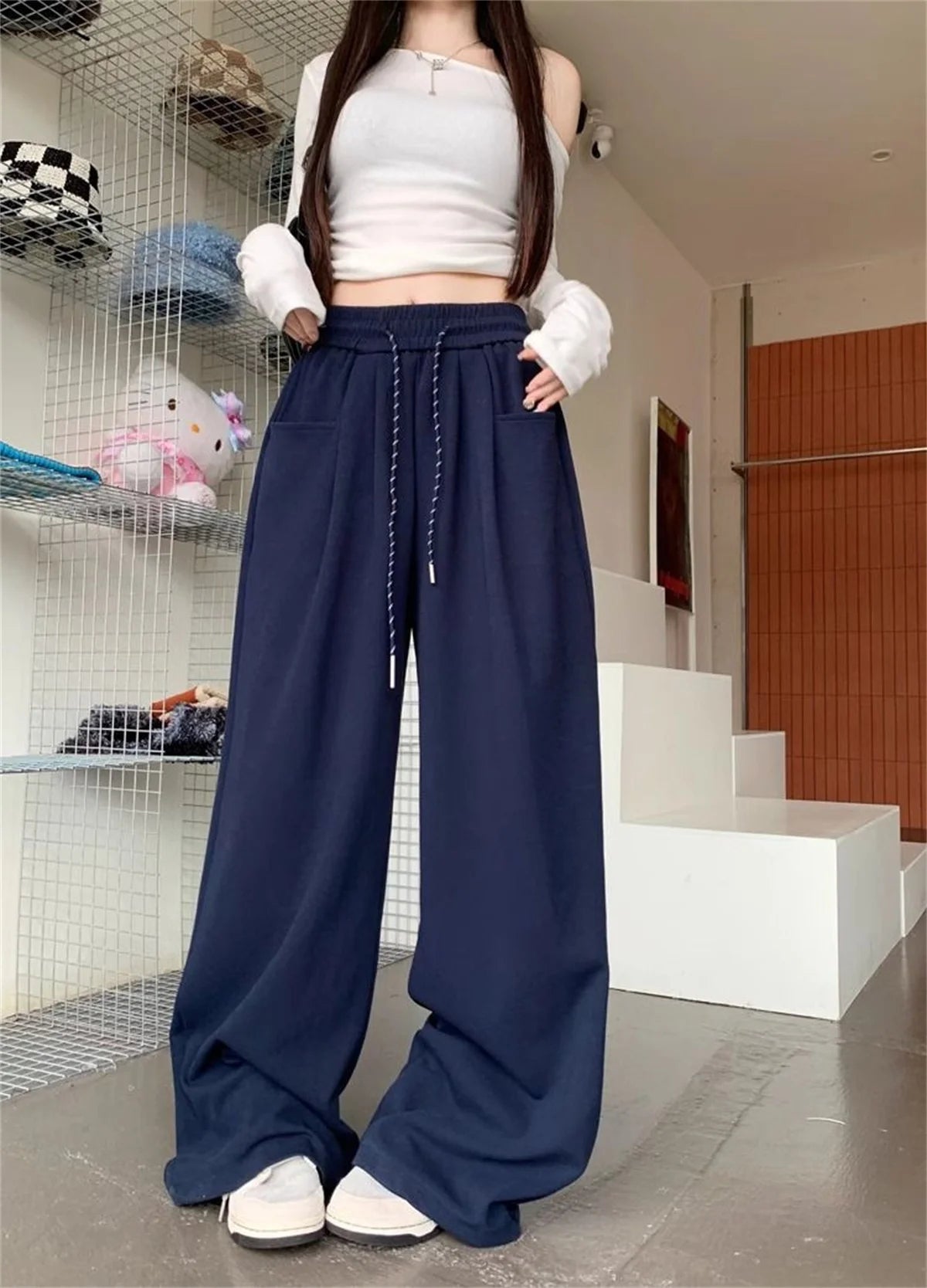 Straight Wide Leg Loose Pant Women Fahsion 2025 Spring Summer New Baggy Sweatpants High Waist Csual Street Pants Chic Trousers