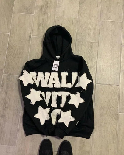 Harajuku New fashion Y2K star patch embroidery oversized hoodie women's Gothic hip-hop loose casual sports hoodie street wear