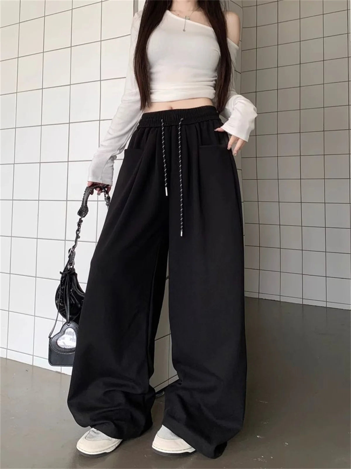 Straight Wide Leg Loose Pant Women Fahsion 2025 Spring Summer New Baggy Sweatpants High Waist Csual Street Pants Chic Trousers