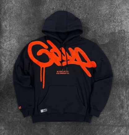 Colorful Retro Punk Letter Embroidery Casual Loose Hoodie Men High Street Trend Y2K Oversized Sweatshirt Women