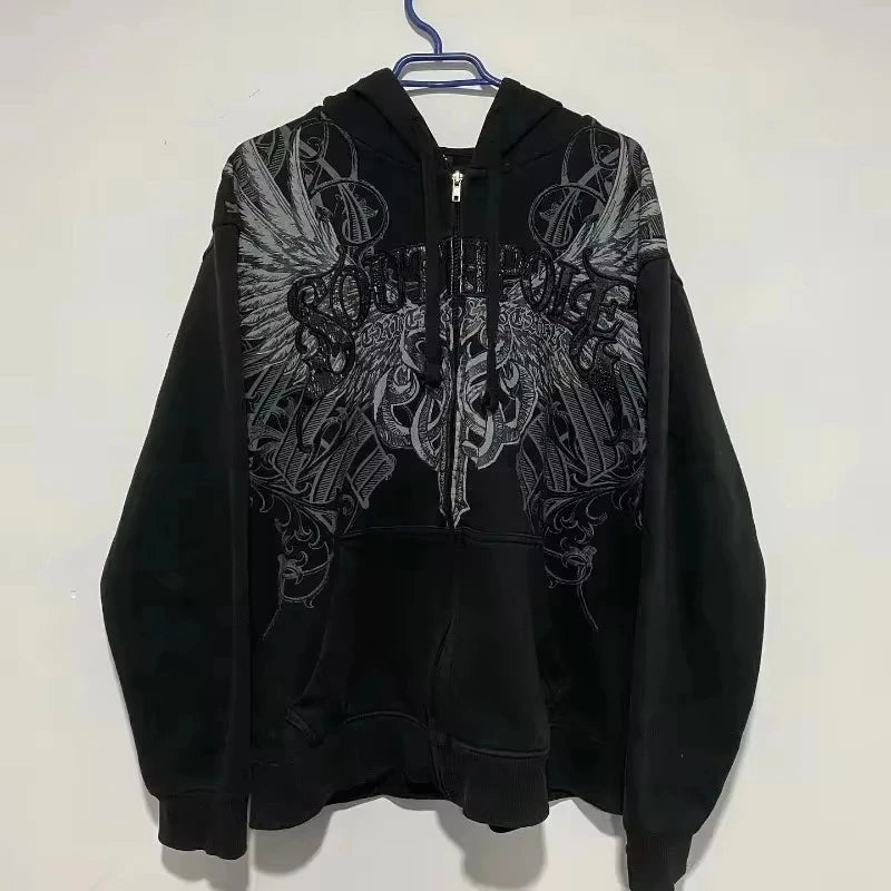 Harajuku New fashion Y2K star patch embroidery oversized hoodie women's Gothic hip-hop loose casual sports hoodie street wear
