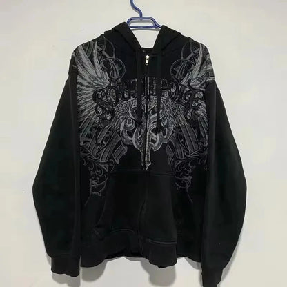 Harajuku New fashion Y2K star patch embroidery oversized hoodie women's Gothic hip-hop loose casual sports hoodie street wear