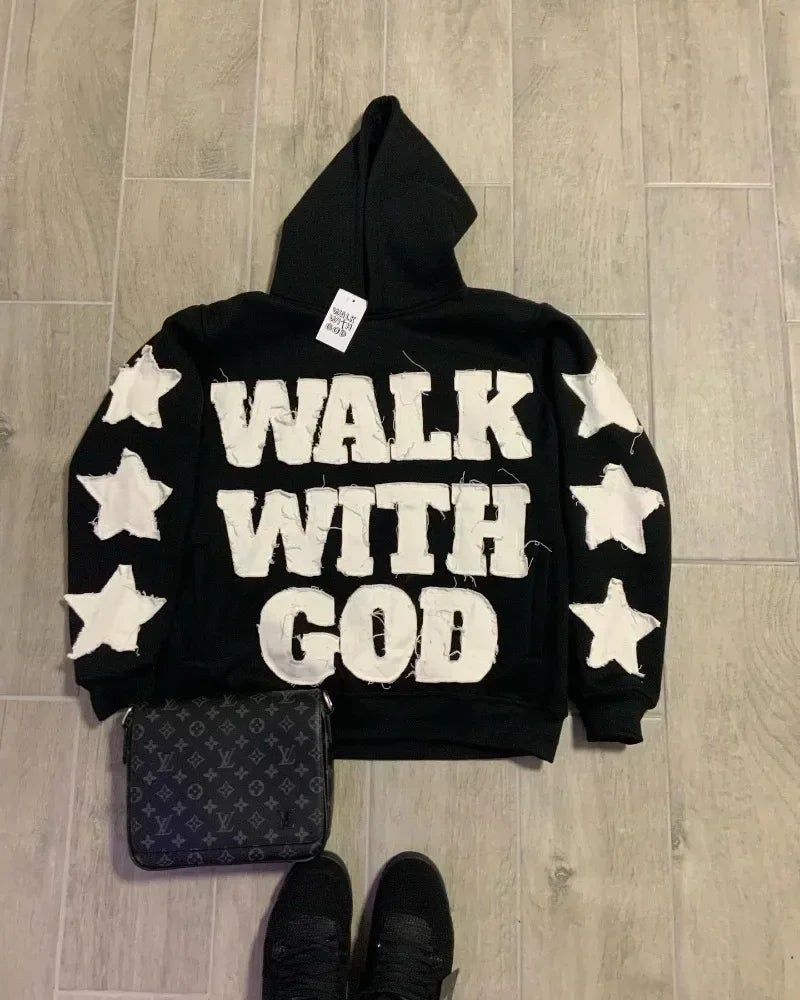 Harajuku New fashion Y2K star patch embroidery oversized hoodie women's Gothic hip-hop loose casual sports hoodie street wear
