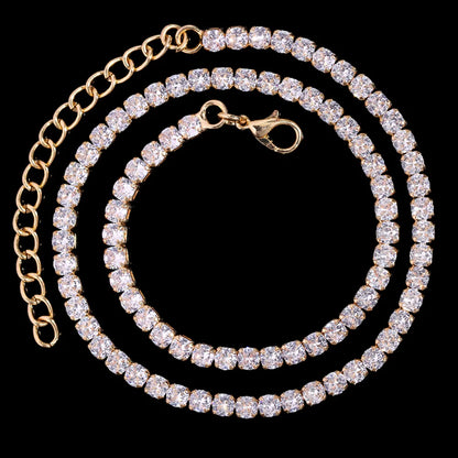 16/18/20/22/24inch Prong Cuban Link Chain for Women Men Iced Out 2 Row Rhinestone Miami Rhombus Hip Hop Cuban Necklaces Jewelry