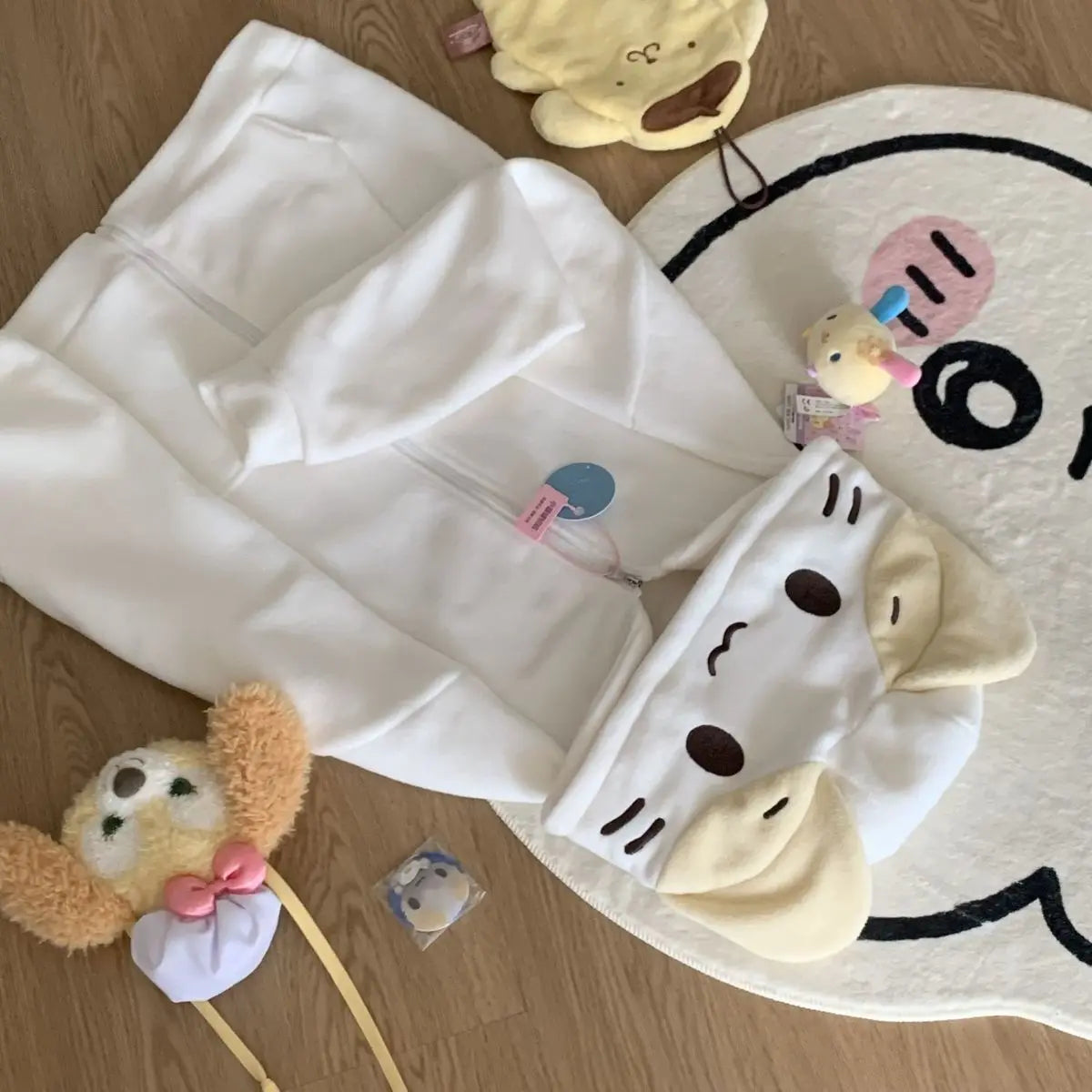 Oversize Deeptown Kawaii Lolita Style Women Fleece Hoodies Cutecore Japanese Soft Girl Zipper Sweatshirt Casual Cartoon Cardigan
