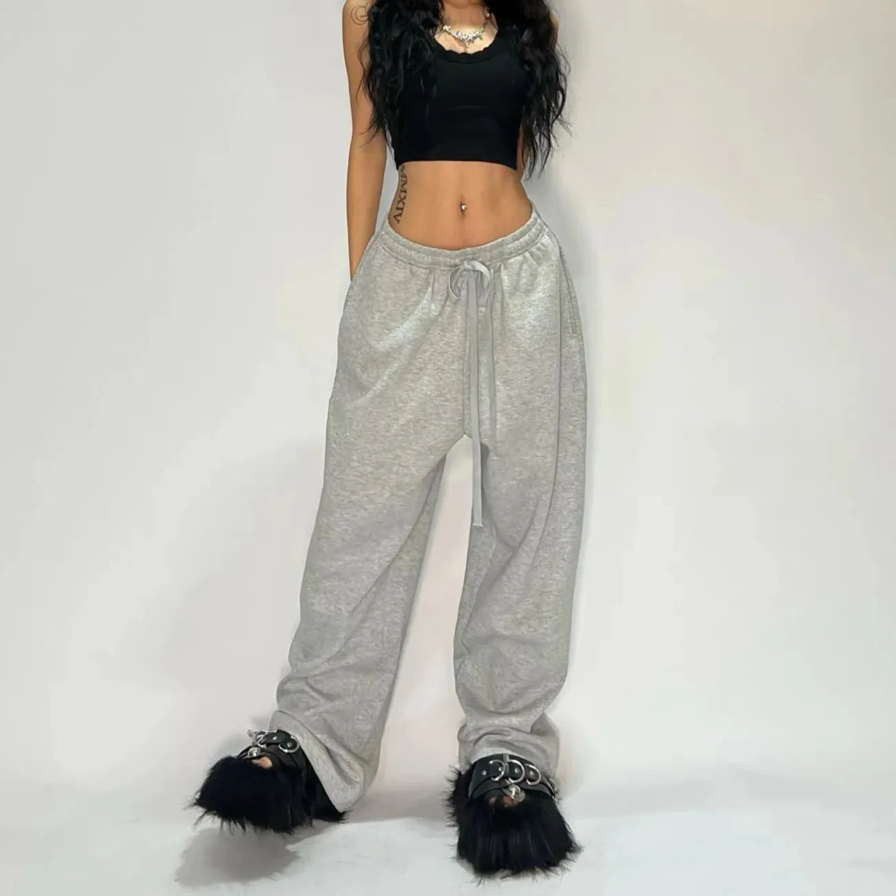 Street Hip-hop Goth Harajuku Fashion Versatile Straight Wide-leg Pants Retro Y2K Casual Loose Trousers