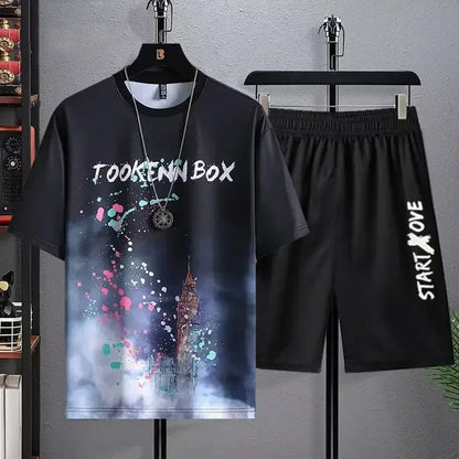 Men's Summer Sets Fashion tracksuits Casual Short Sleeve Sports