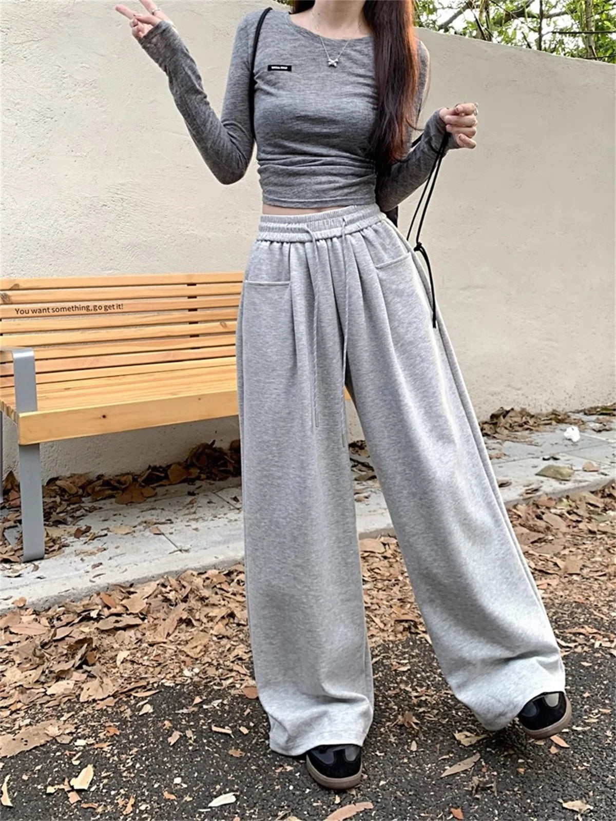 Straight Wide Leg Loose Pant Women Fahsion 2025 Spring Summer New Baggy Sweatpants High Waist Csual Street Pants Chic Trousers