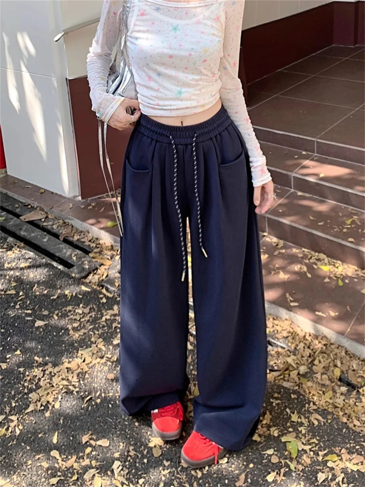 Straight Wide Leg Loose Pant Women Fahsion 2025 Spring Summer New Baggy Sweatpants High Waist Csual Street Pants Chic Trousers