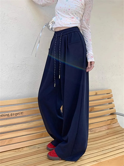 Straight Wide Leg Loose Pant Women Fahsion 2025 Spring Summer New Baggy Sweatpants High Waist Csual Street Pants Chic Trousers