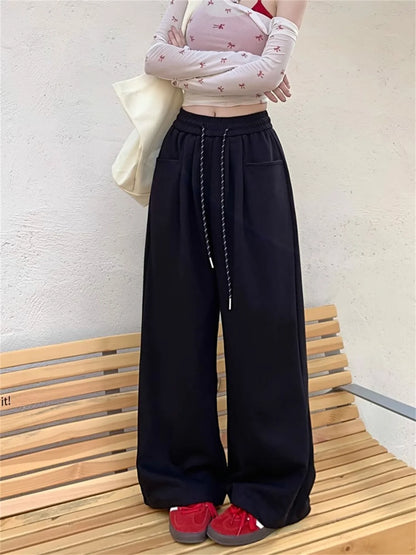 Straight Wide Leg Loose Pant Women Fahsion 2025 Spring Summer New Baggy Sweatpants High Waist Csual Street Pants Chic Trousers