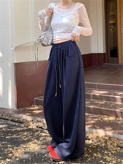 Straight Wide Leg Loose Pant Women Fahsion 2025 Spring Summer New Baggy Sweatpants High Waist Csual Street Pants Chic Trousers