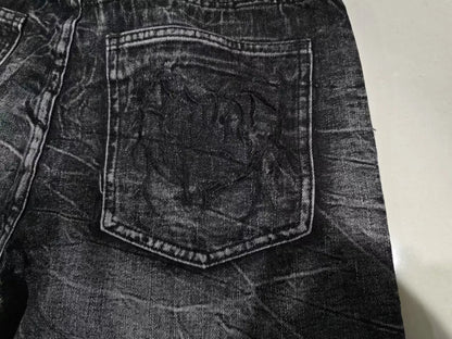 Gothic Retro Oversized Baggy Fit Unisex Mopping Pants Y2K Phantom Jeans High Street Spider Embroidered Patch Hip Hop Streetwear