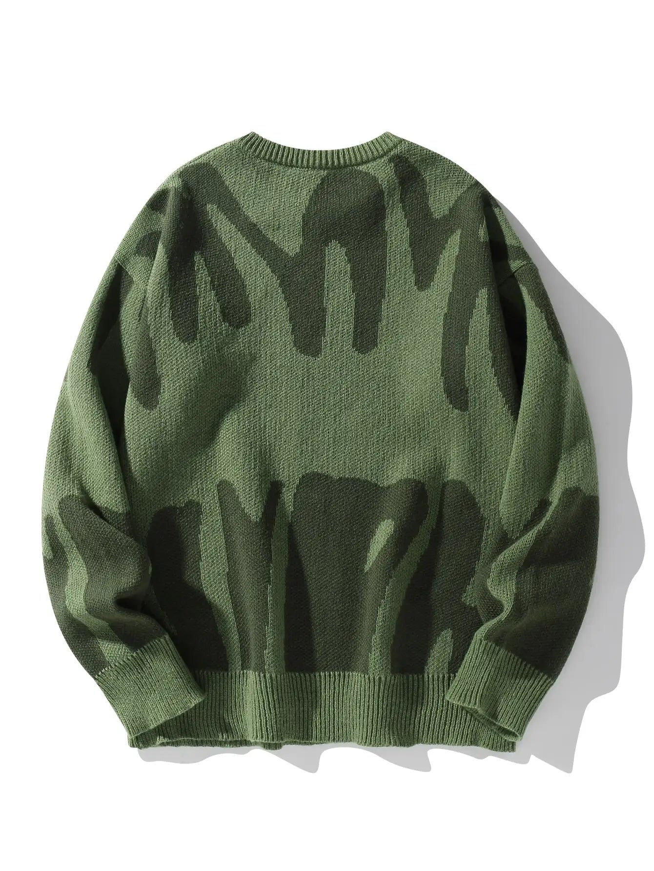 Autumn Winter Irregular Jacquard Pattern Pullover Sweater Casual Round Neck Contrast Color Knitted Pullover