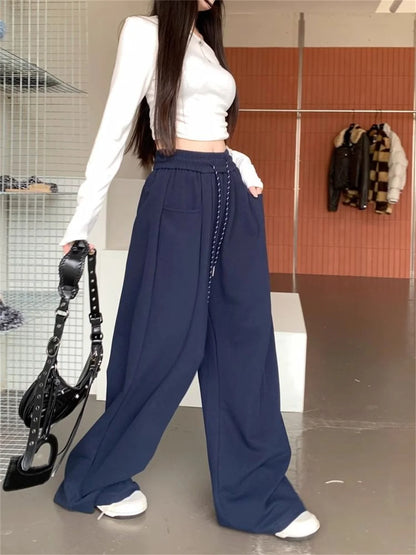 Straight Wide Leg Loose Pant Women Fahsion 2025 Spring Summer New Baggy Sweatpants High Waist Csual Street Pants Chic Trousers